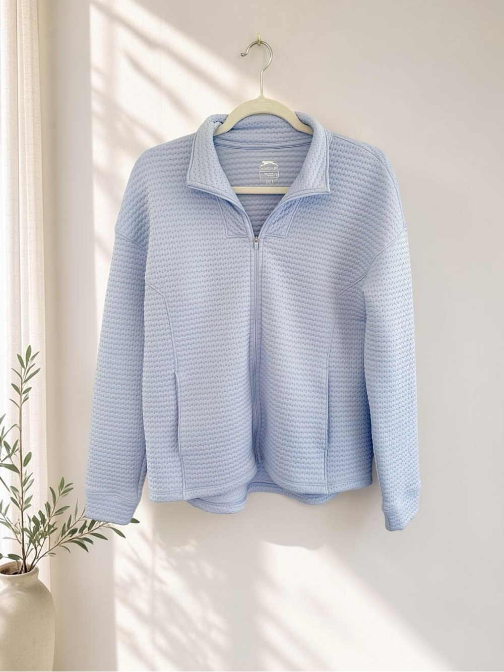Slazenger Pale Blue Quilted Zip Fleece Jacket Women’s Size Large